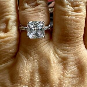 Clean Origins silver 18k white gold Vermeil ring moissanite Radiant Pave